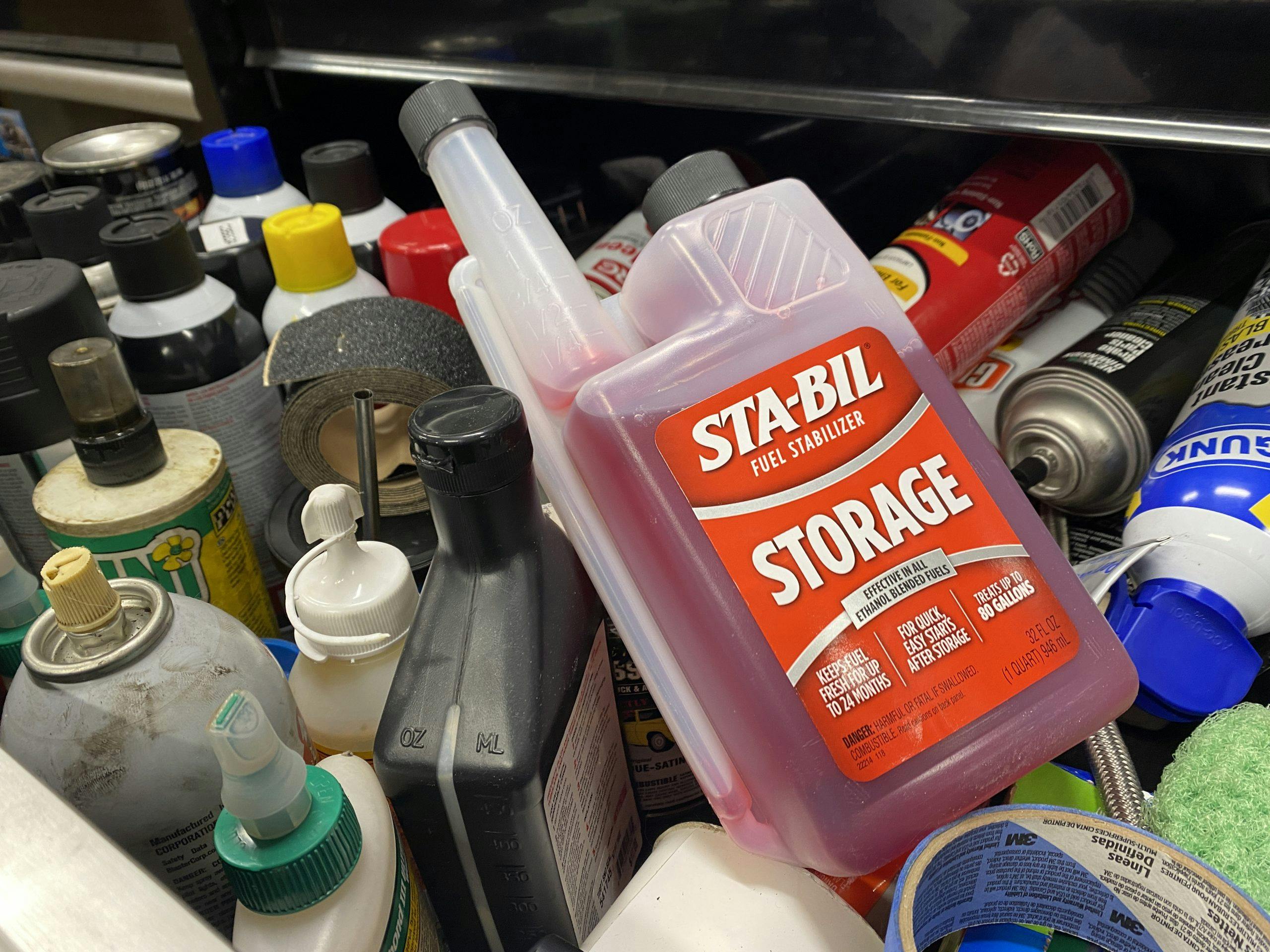 Sta-bil gas treatment in drawer