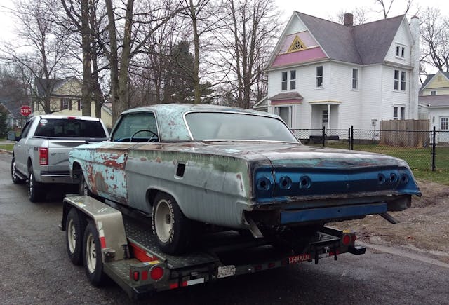 Jason Prince - 1962 Chevrolet Impala - Before resto - On trailer