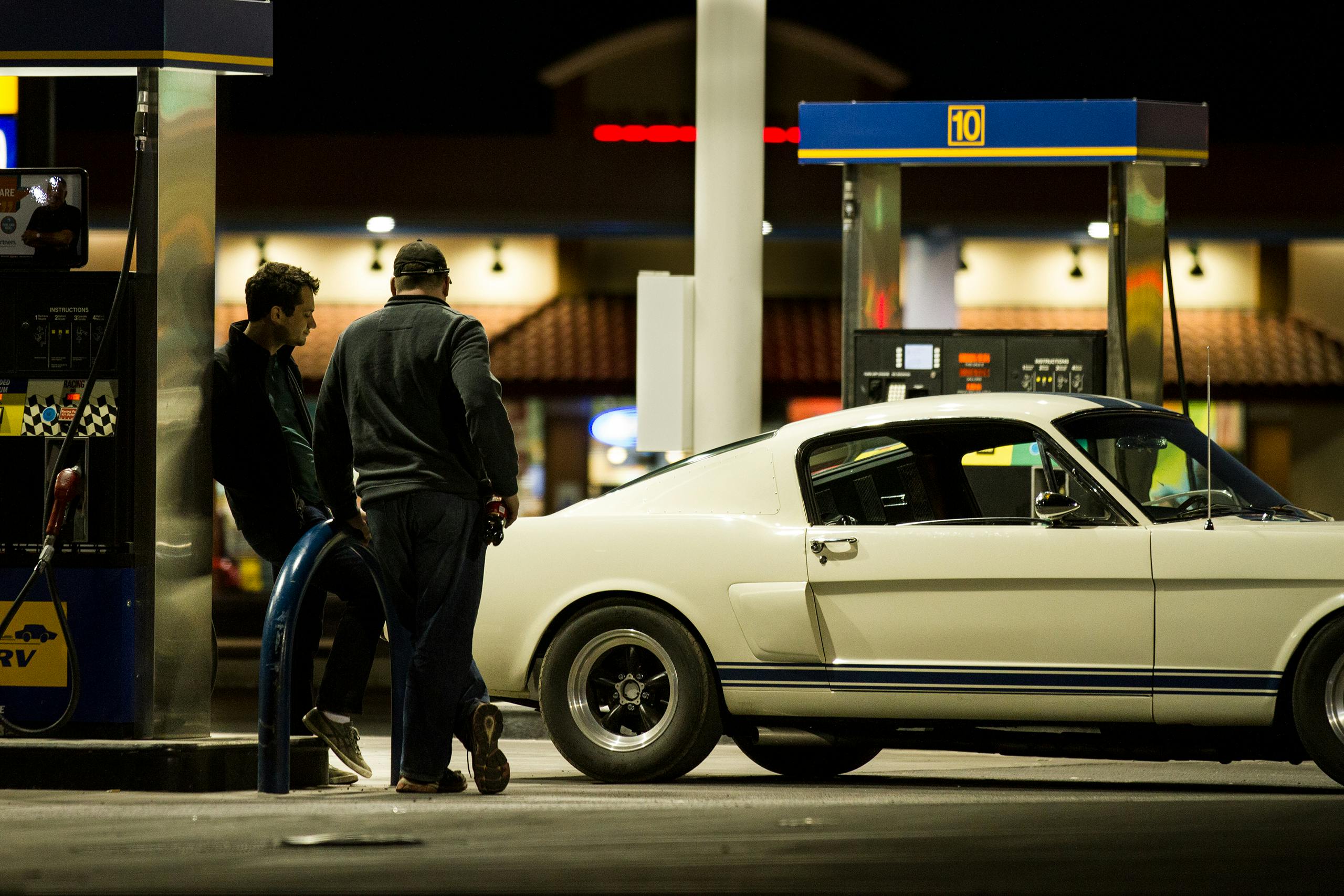 Shelby Fastback gas station fill up