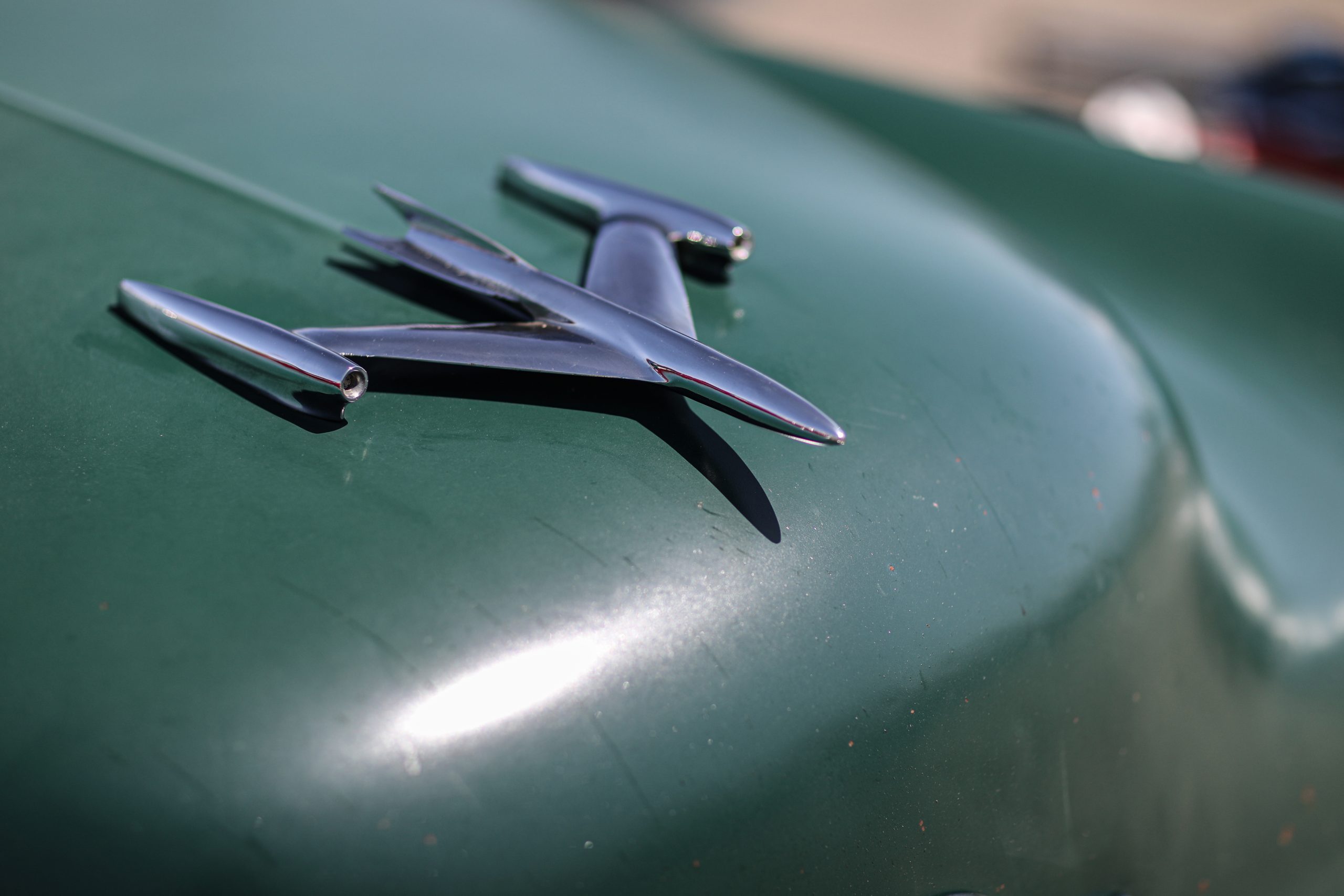 50's Old's Rocket auto car motorcycle hood ornament mascot high gloss black USA 
