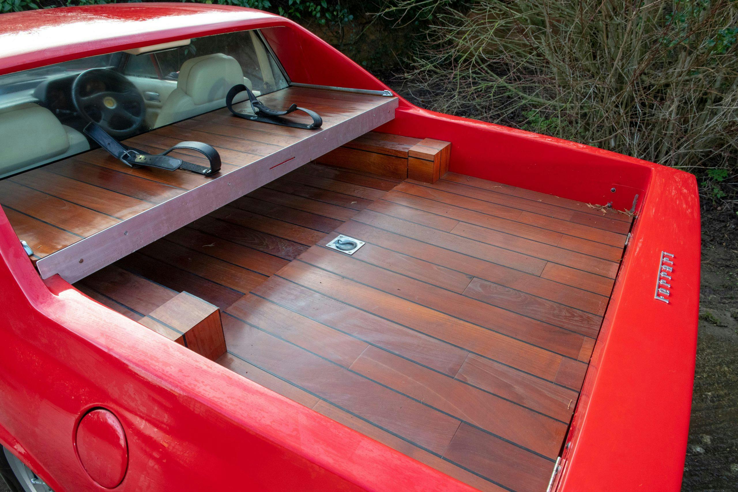 1985 Ferrari 412 Custom Pickup rear bed wood closeup