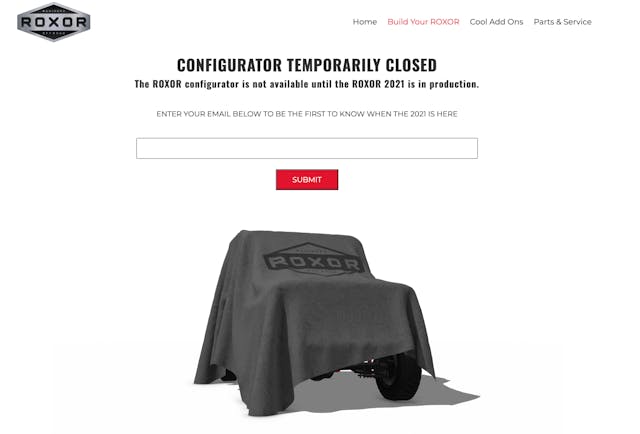 Mahindra Roxor Configurator inactive