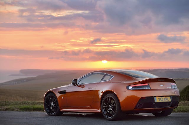 Aston Martin Vantage rear three-quarter sunset