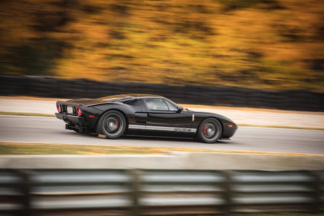 Ford GT side profile on track dynamic action