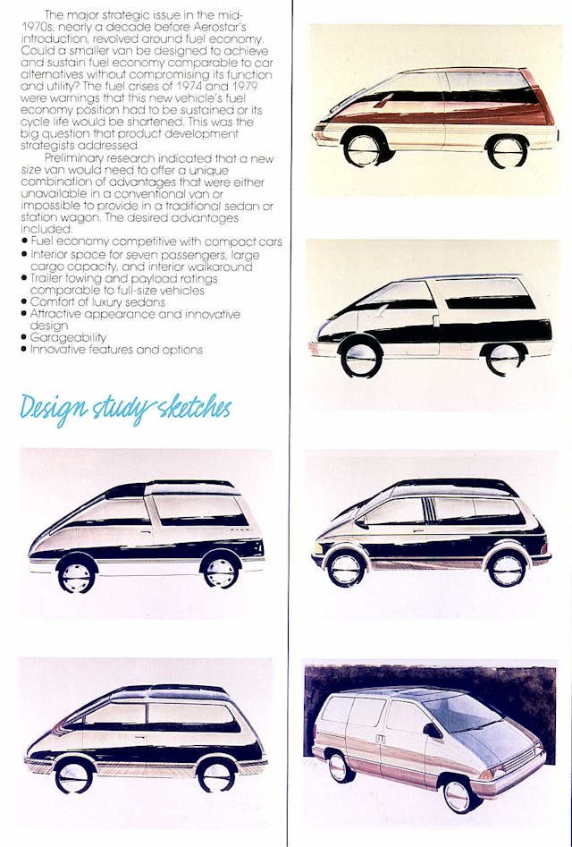 Ford Aerostar Van design study sketches