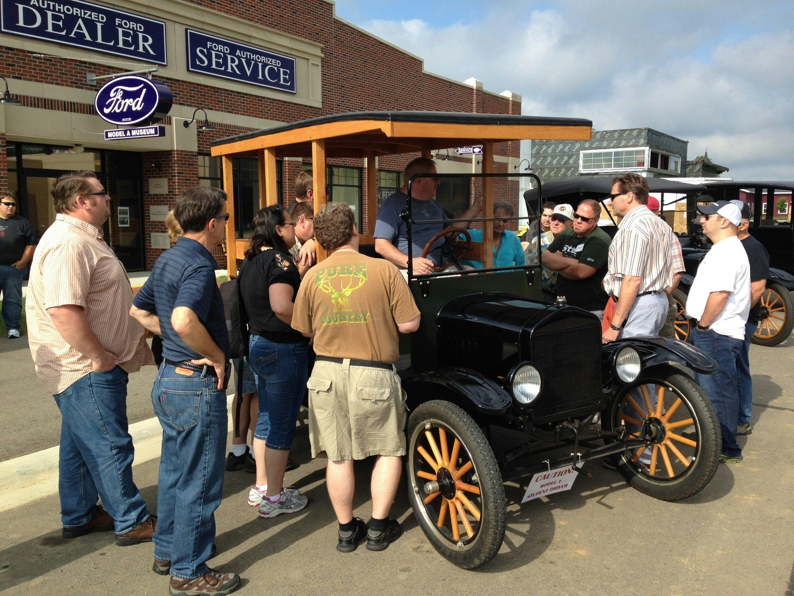 Ford Model T driving students