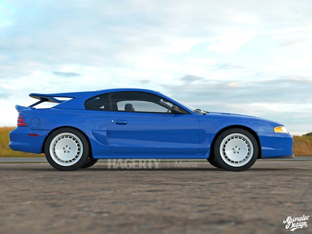 Mustang Cosworth blue side profile