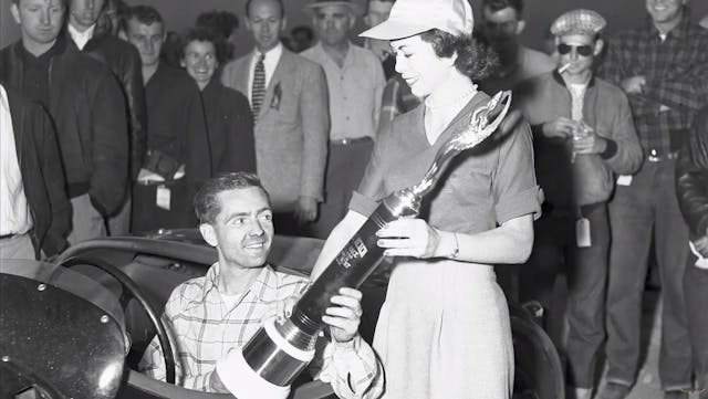 Pebble Beach Road Races - Phil Hill takes 1950 trophy