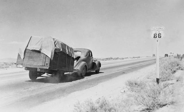 1941 car and trailer on route 66