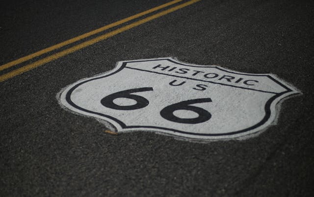 Historic US Route 66 Road Marking Paint Kingman Arizona