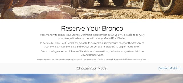 ford bronco reservation delay summer 2021