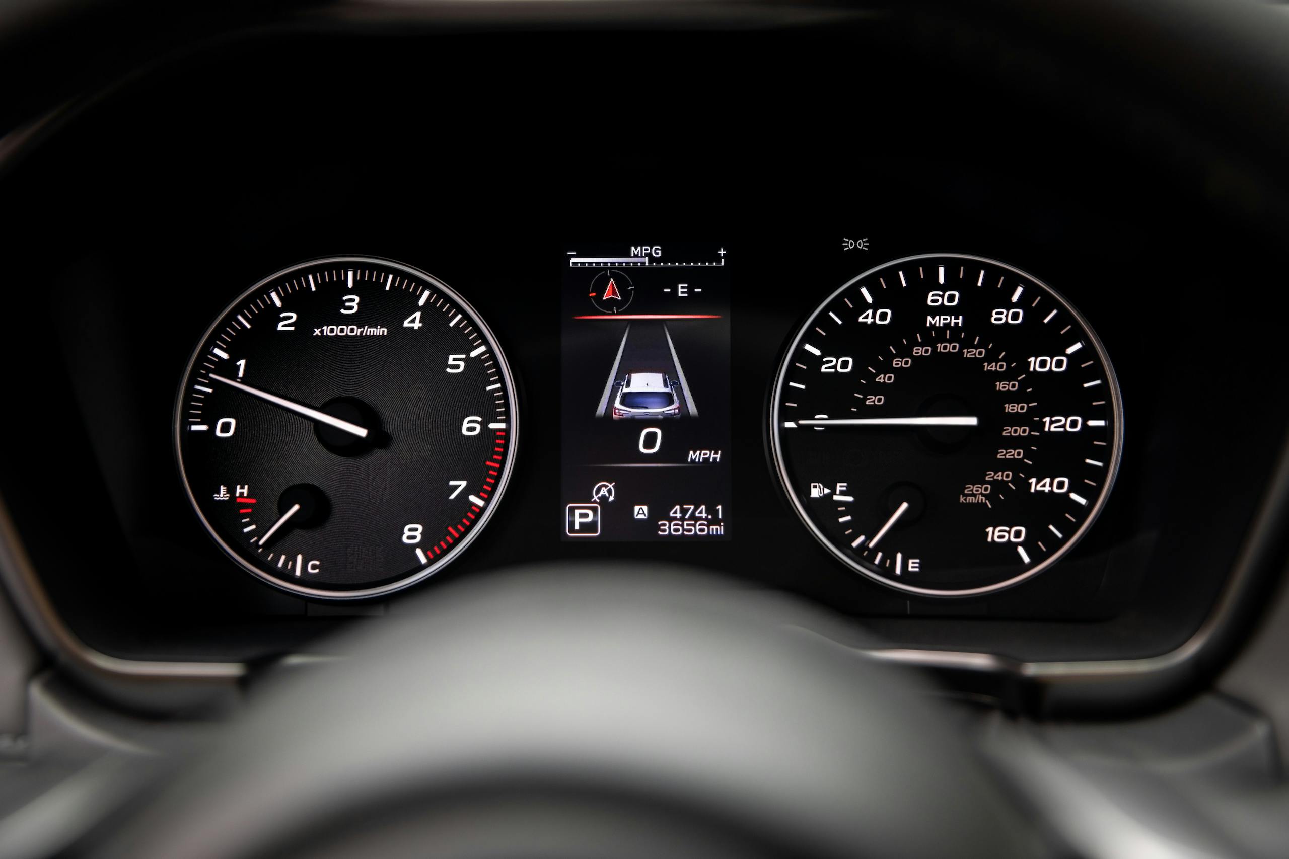 Subaru Outback dash cluster gauges detail