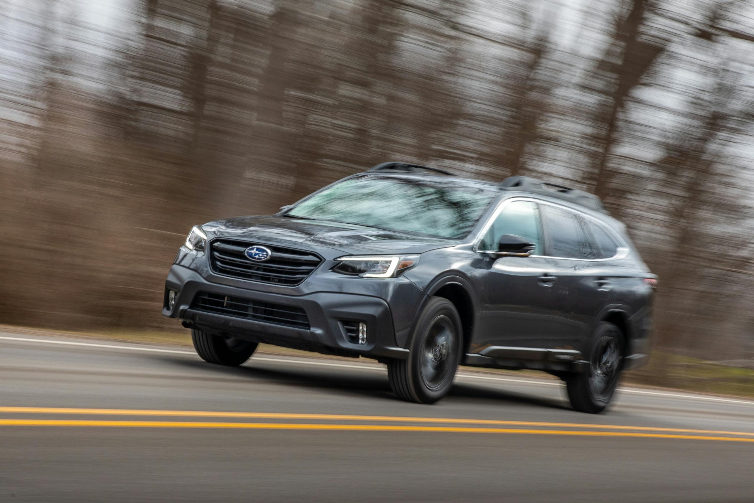 Subaru Outback front three-quarter dynamic action