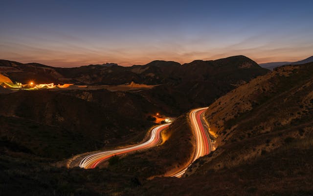 canyon california road light trails ventura county