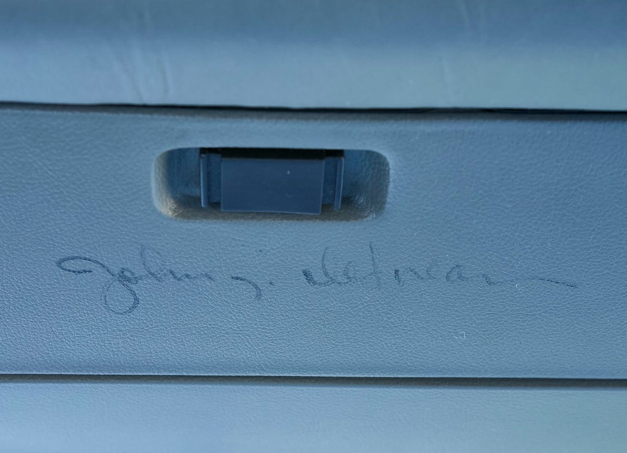 1981 DeLorean DMC-12 Johnny Carson autograph signature glovebox