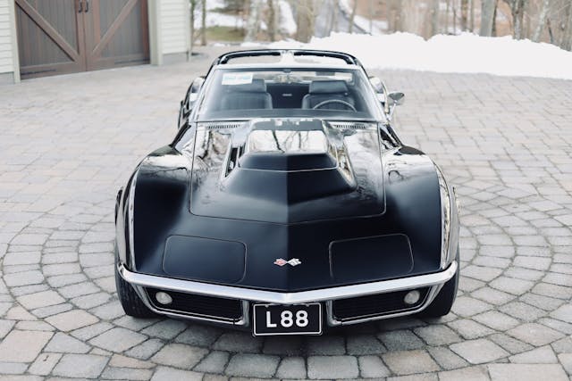 1969 Chevrolet Corvette L88 coupe Tuxedo Black front overhead