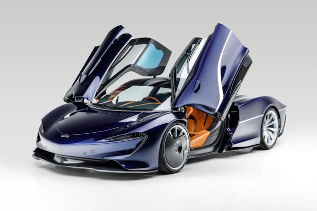 McLaren Speedtail front three-quarter doors up