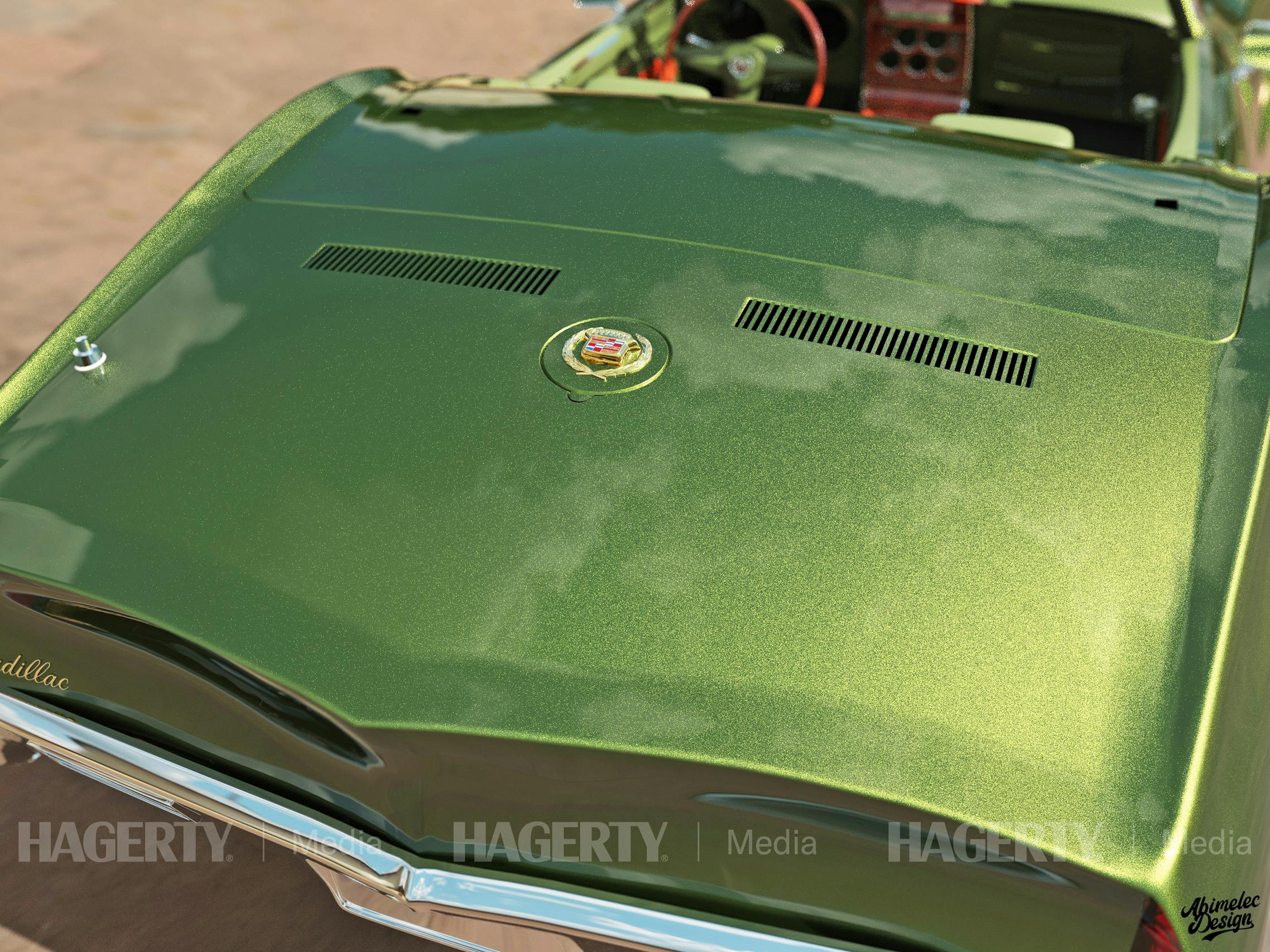 68 Cadillac Roadster DeVille rear gas cap emblem