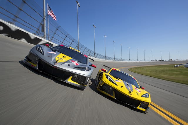 Corvette C8.R cars on track