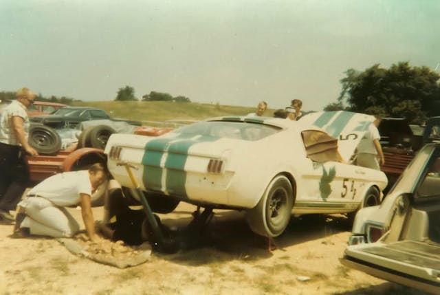 Shelby GT350R rear three-quarter on stands