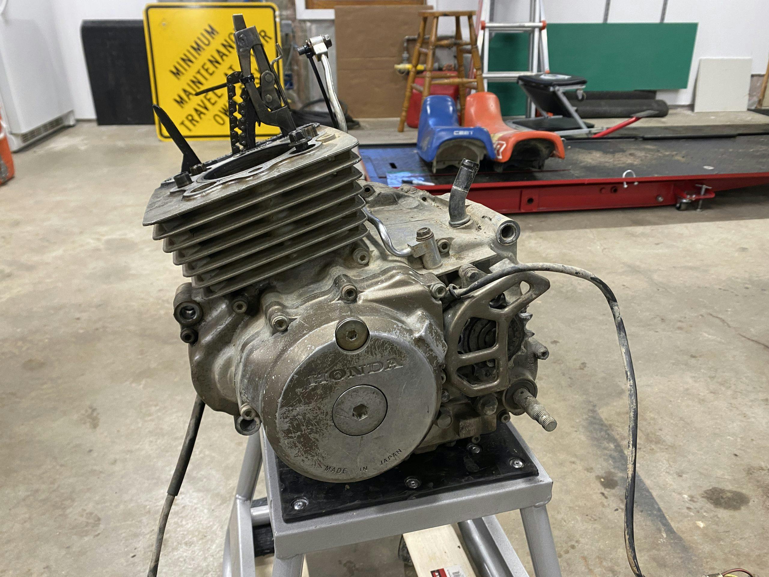 busted XR250 engine