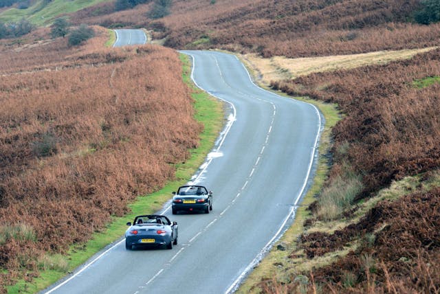 Mazda MX-5 and MX-5 R-Sport rear open road action