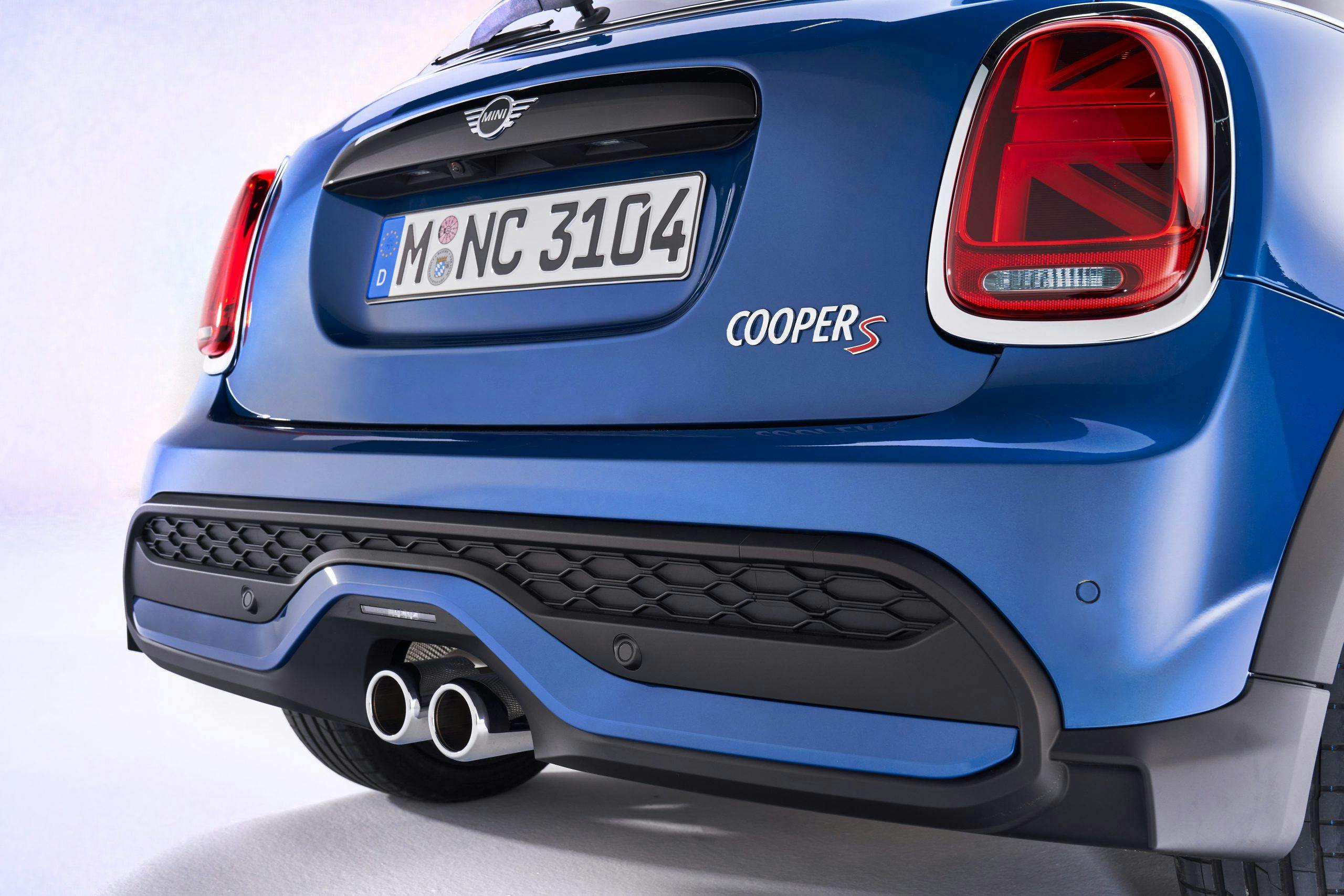 2022 Mini Cooper S Island Blue rear