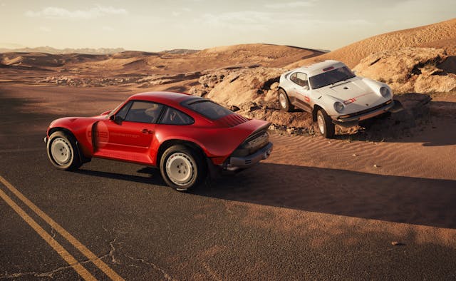 Singer All-Terrain Competition Study cars red white on dunes