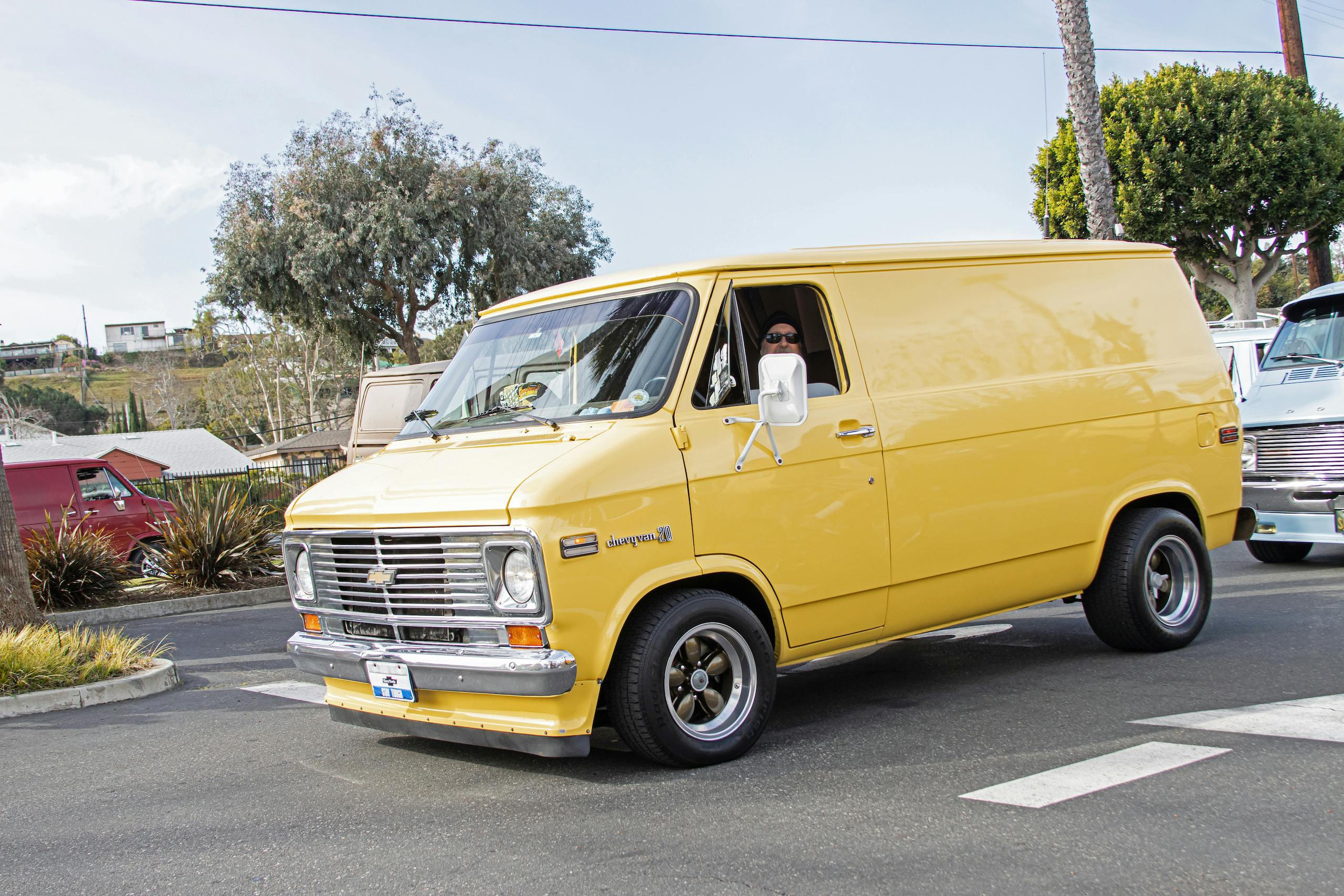 So-Cal Slow Ride Van Run yellow chevy custom
