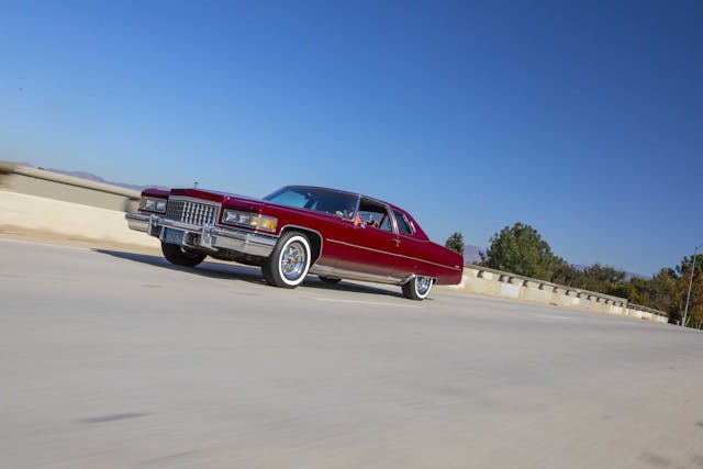 1976 Cadillac Coupe DeVille front three-quarter action