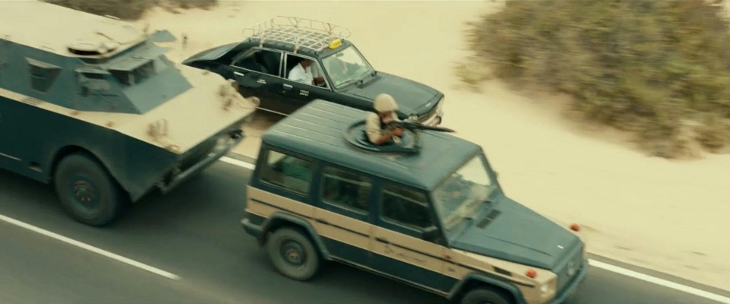 Mercedes G Wagon militarized chase scene action