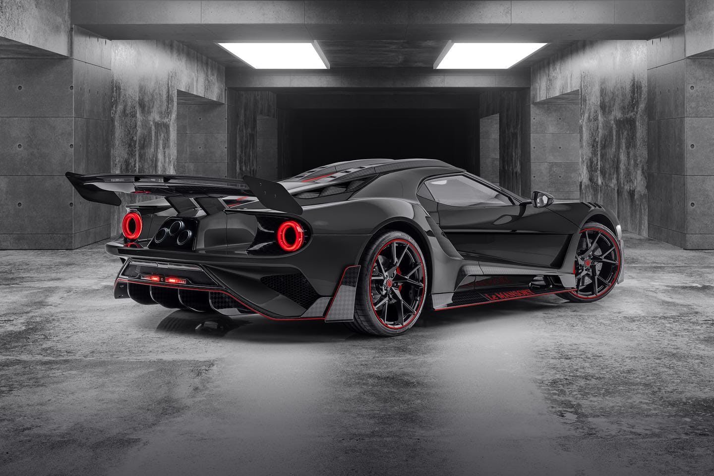 Le Mansory Ford GT black and red front three quarter
