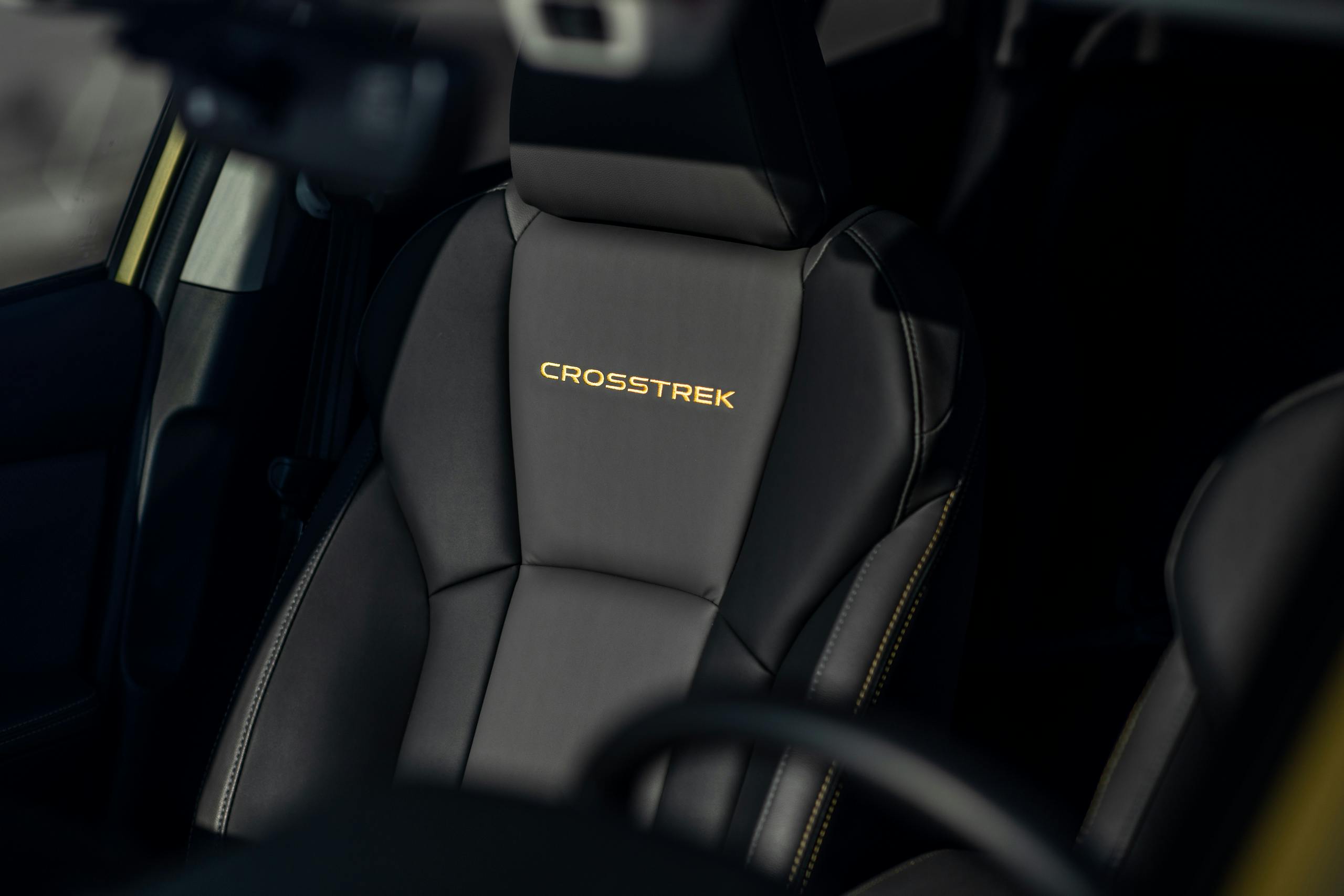 Subaru Crosstrek Sport interior seat embroidery script letter detail