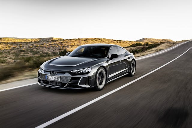 2022 Audi e-tron GT driving road rolling