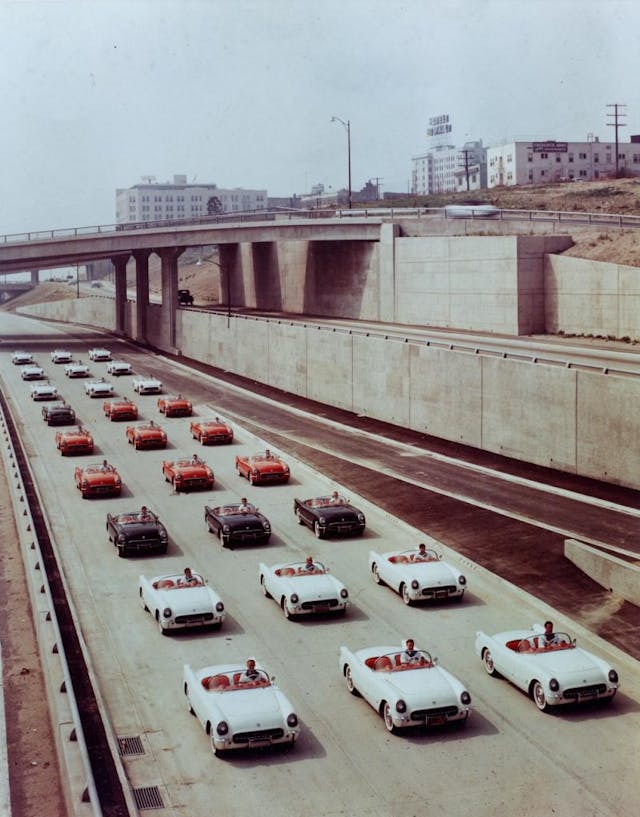 1954 Chevrolet Corvettes on parade at GM Motorama