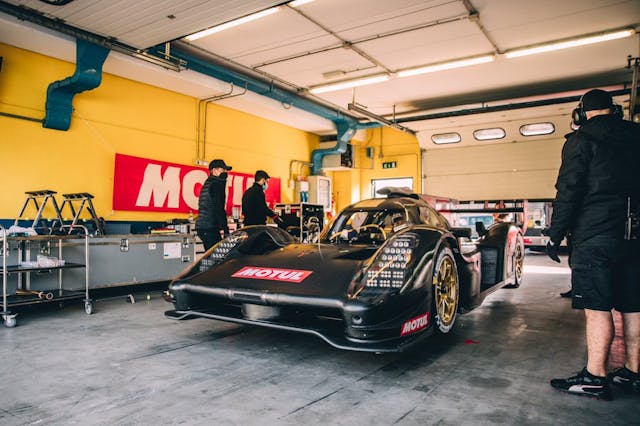 Glickenhaus 007 LMH testing Vallelunga 2021 reveal garage lift