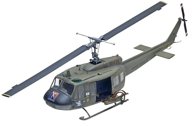 Huey Gunship Helicopter scale model front three-quarter
