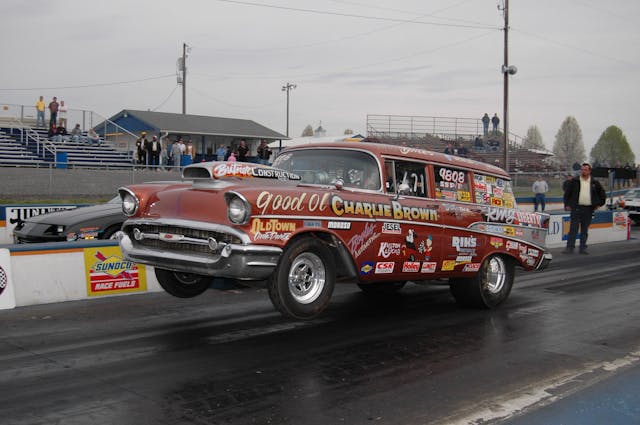 IHRA gasser action take off on two wheels