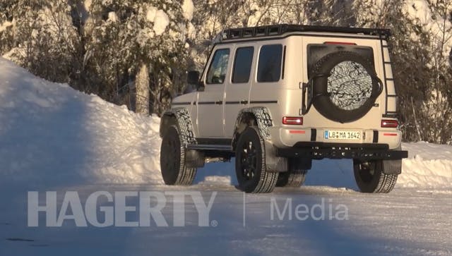 Mercedes-Benz G Class 4x4 test mule white rear three quarer