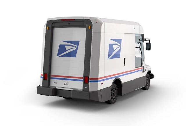 Oshkosh USPS Truck rear three-quarter electric mail truck