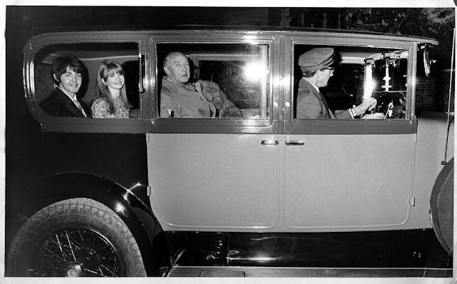 Paul Mccartney And His Girlfriend Jane Asher Pictured In Paul''s Hispano Suiza The Couple Are Pictured In The Vehicle For The First Time Leaving For The Premiere Of How I Won The War At The London Pavilion. 1967