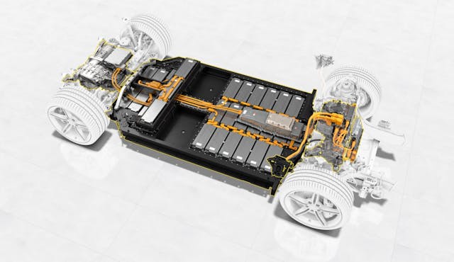 porsche taycan ev J1 battery platform cutaway