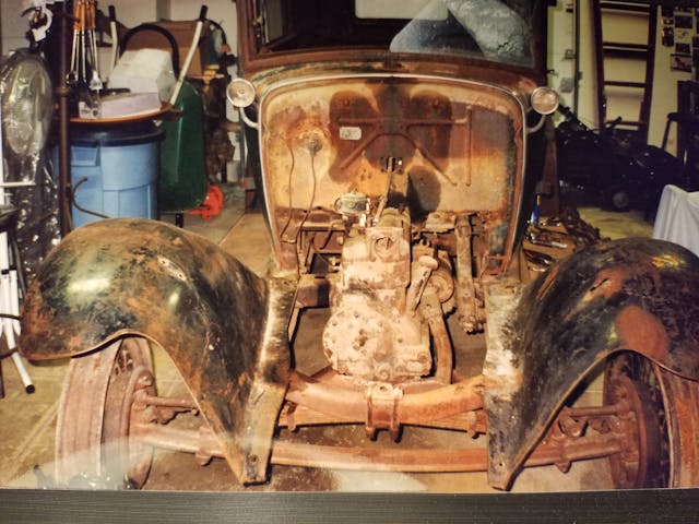 1931 Ford Tudor Model A hot rod rust frame before