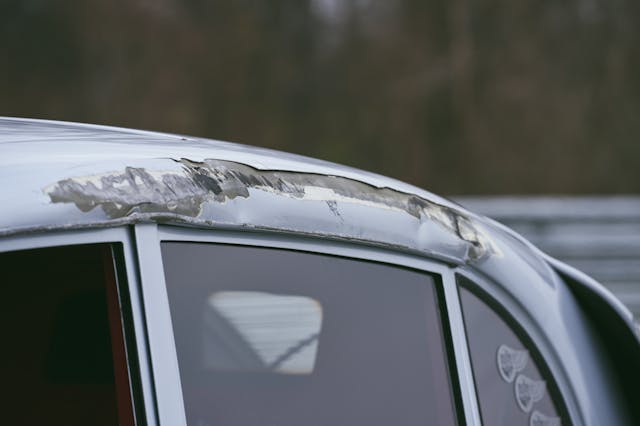 1947 Tatra T87 roofline crash damage