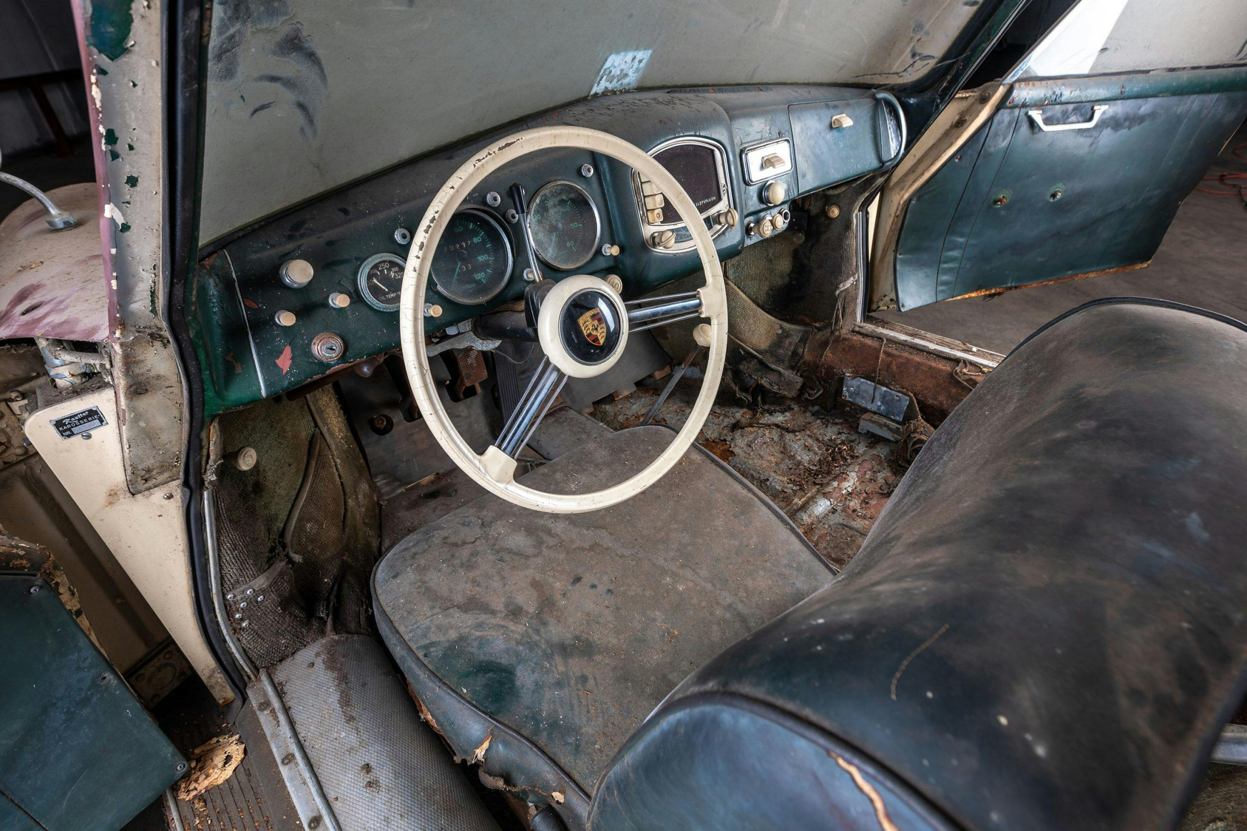 1953 Porsche 356 Coupe Barn Find interior