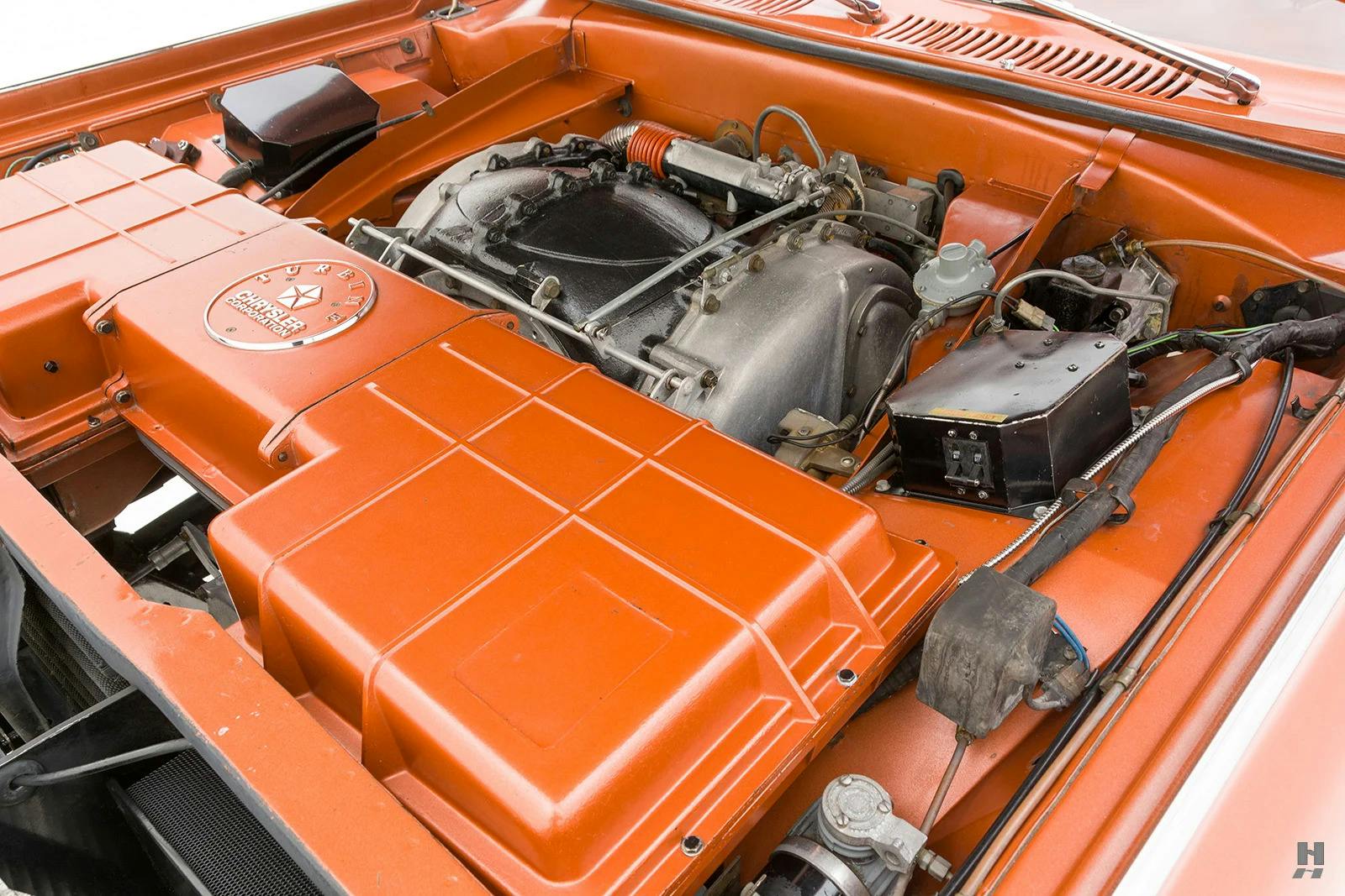 1963 Chrysler Turbine Car engine bay angled