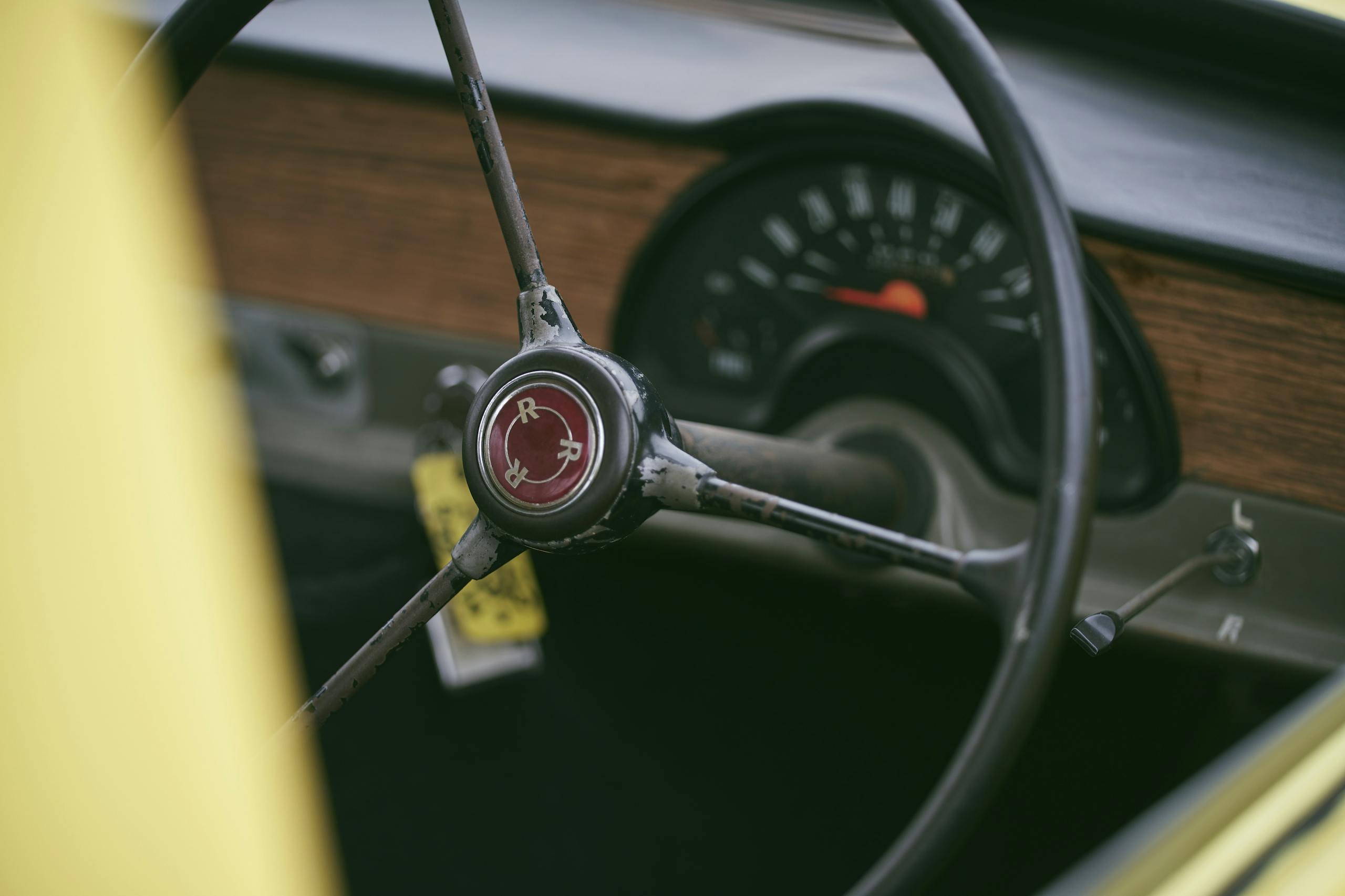 1971 Reliant Regal 330 interior steering wheel detail