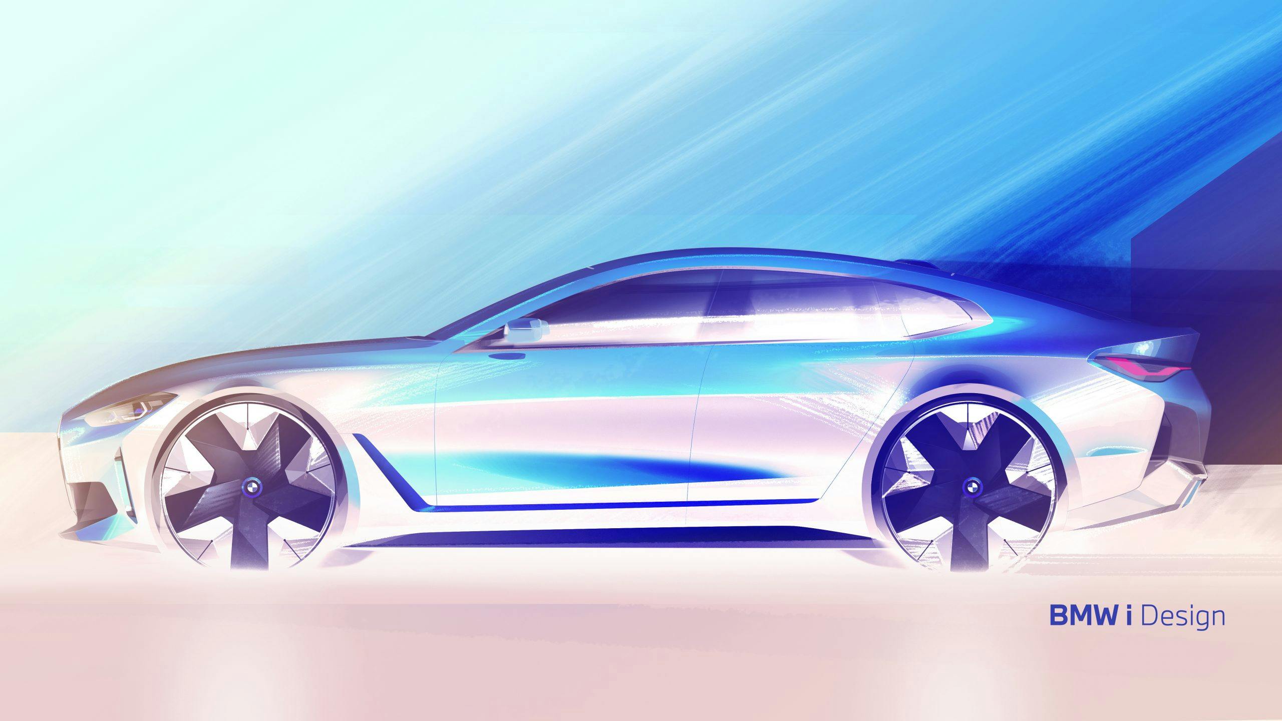 BMW i4 side profile sketch