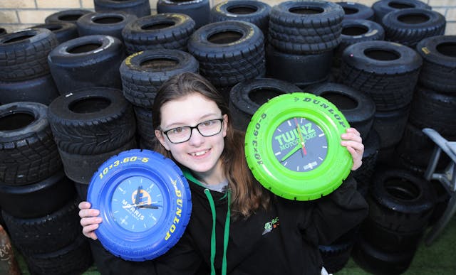 Catherine Potter tire clock art