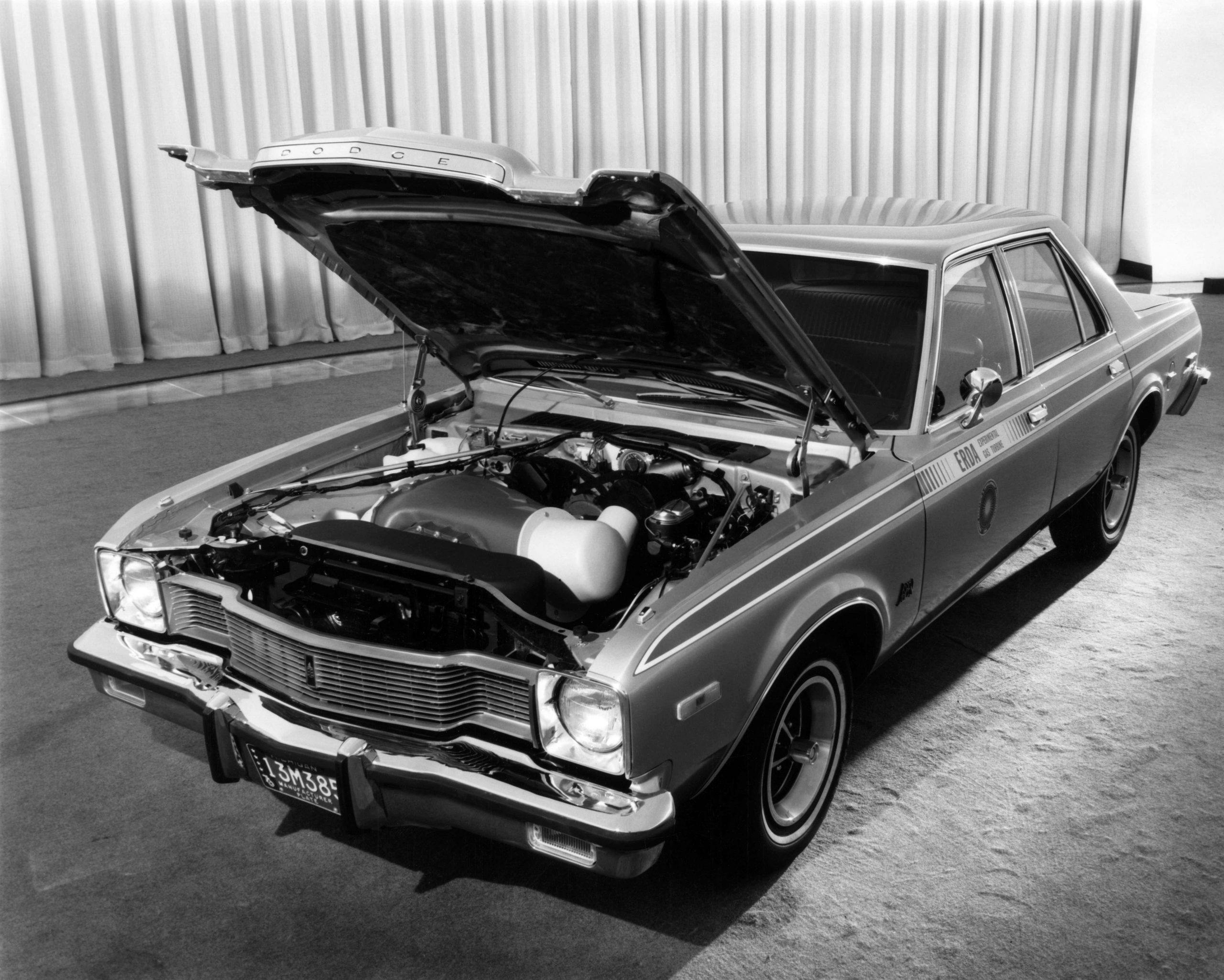 Chrysler Turbine history - 1976 Dodge Aspen Turbine front - hood up